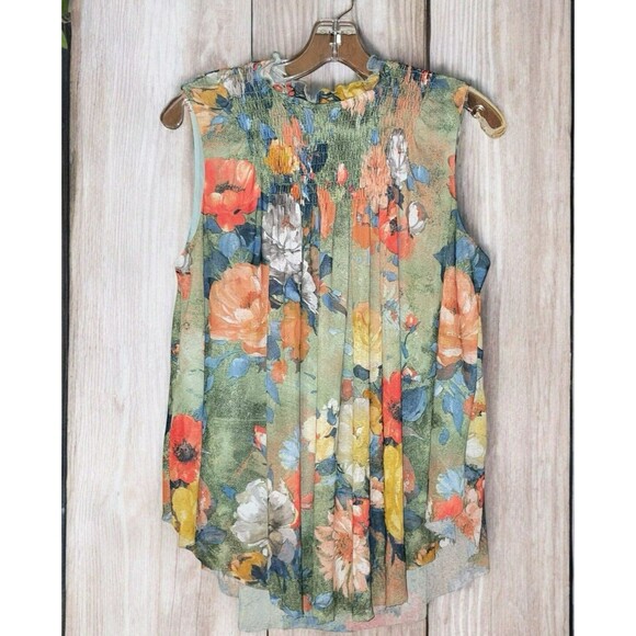 Deletta Tops - Anthroplogie Deletta S Epona Floral Swing Smocked Blouse Top